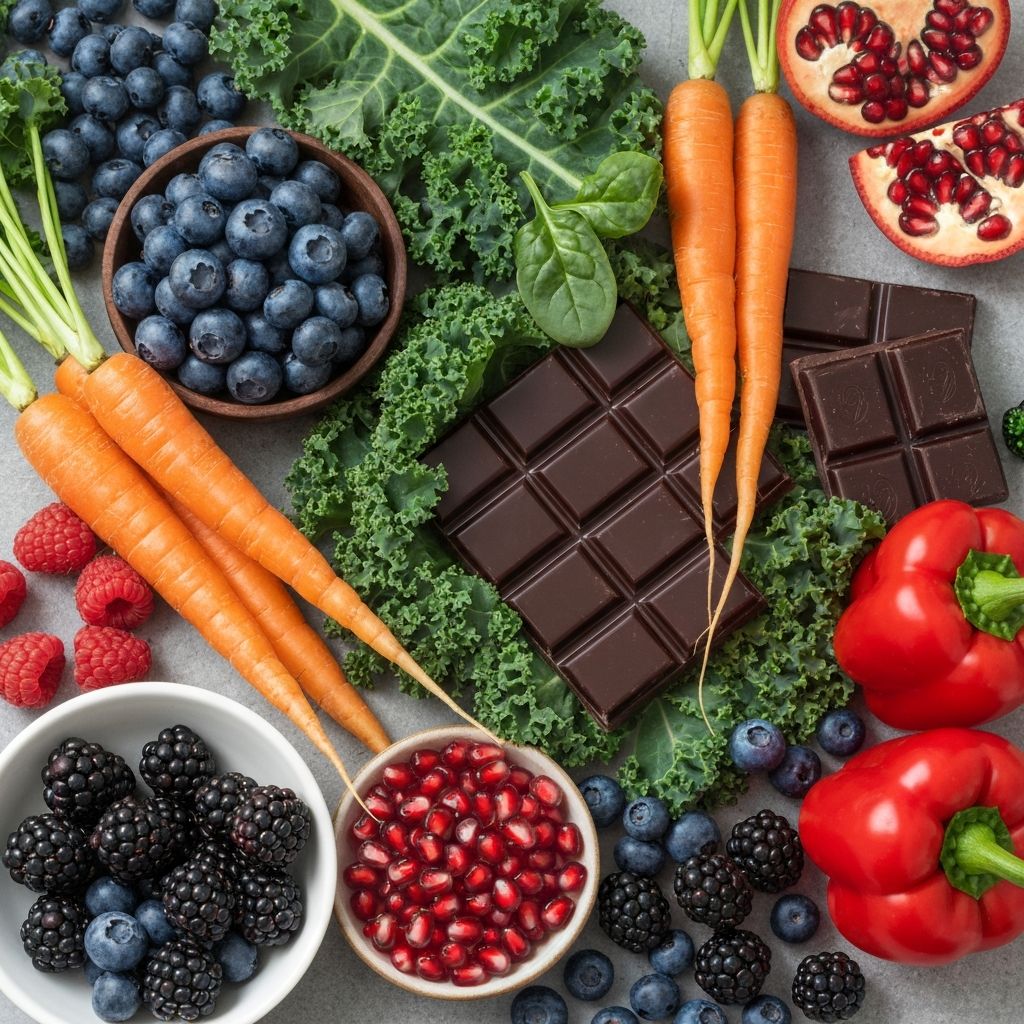 Colorful fruits and vegetables rich in antioxidants